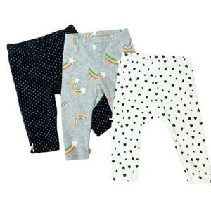 Baby Girls 3 Piece Okie Dokie Leggings Black Rainbow Hearts - 6M